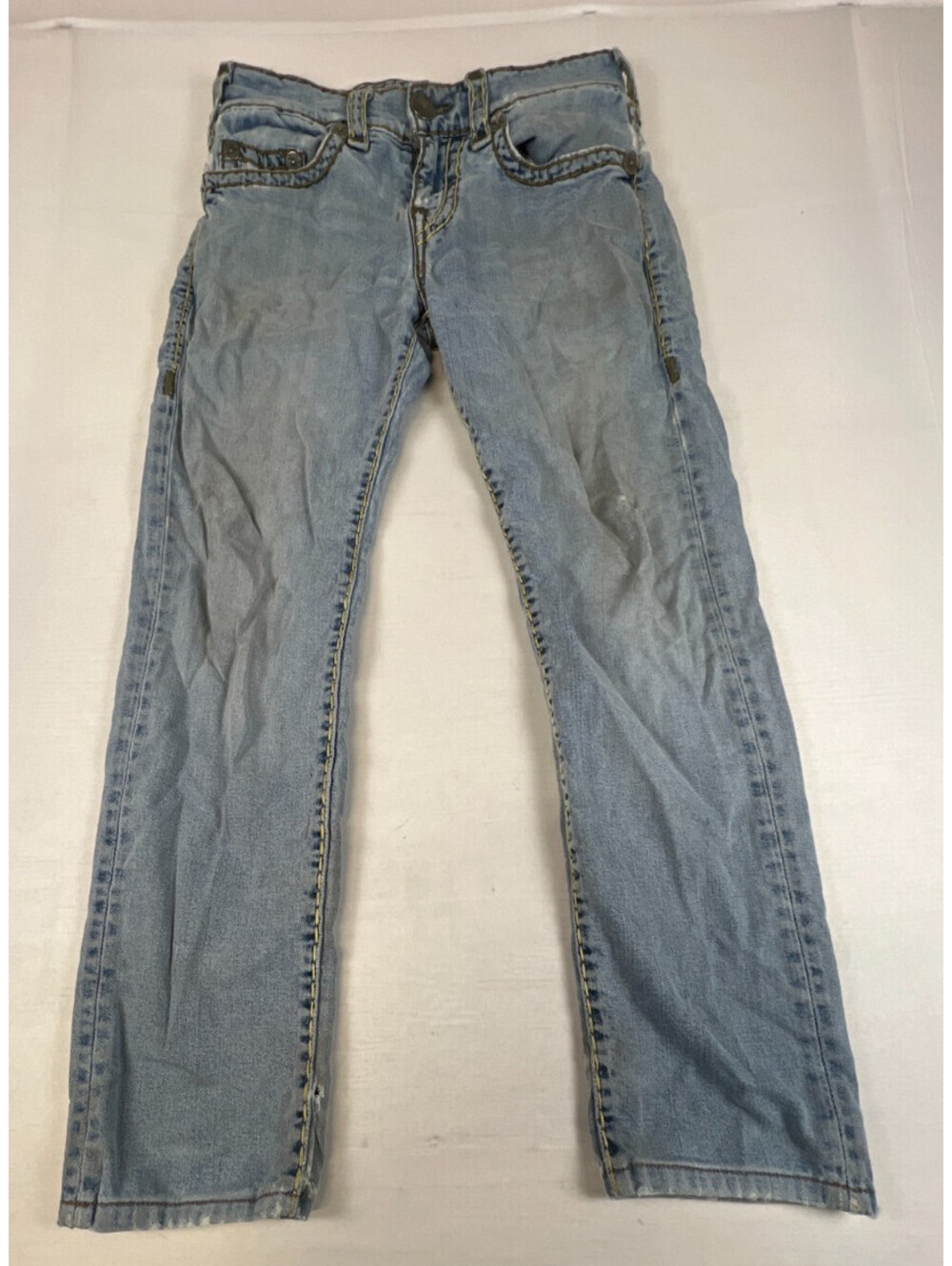 True Religion Men 29 Rocco Relaxed Skinny Jeans Light Wash Blue Denim Pants